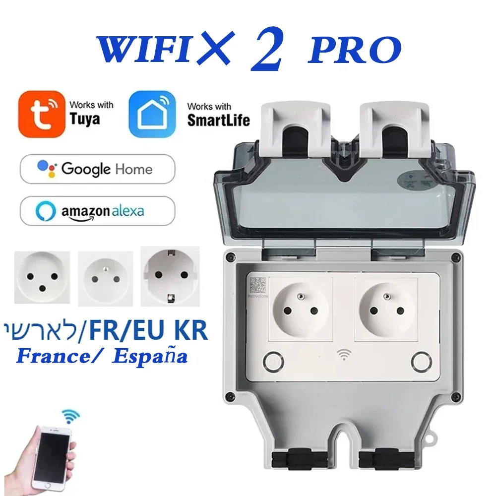 Outdoor Power Outlet Wifi - Tuya Presa elettrica a muro impermeabile